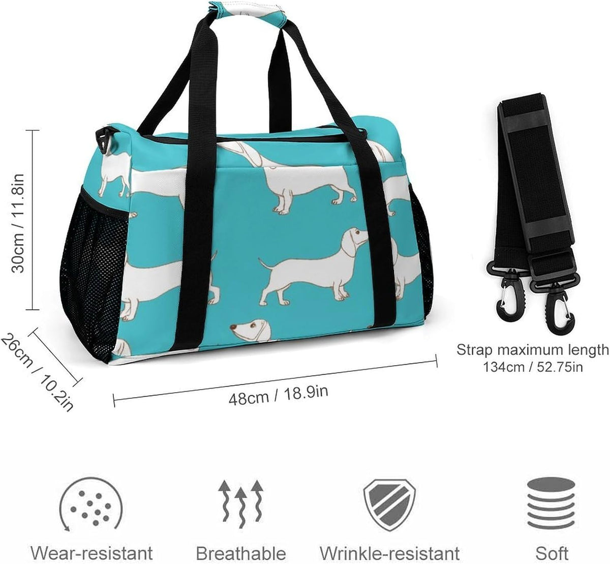 Weekender Overnight Bag Duffel for Travel Gym Sports Large Main Compartment Carry Handles