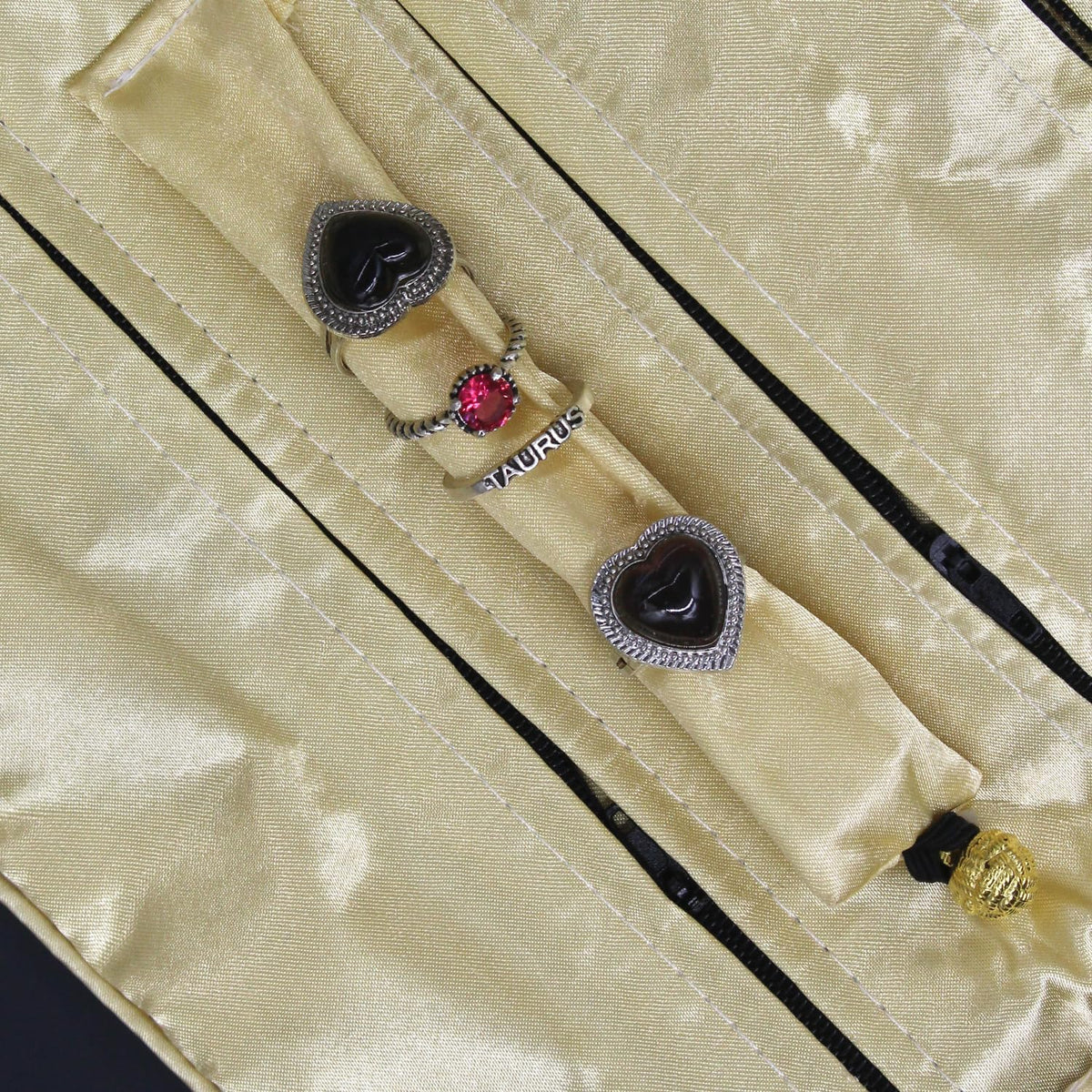 Jewelry Roll, Travel Jewelry Roll Bag, Silk Embroidery Brocade Jewelry Organizer Case with Tie Close (Peacock, Blue)