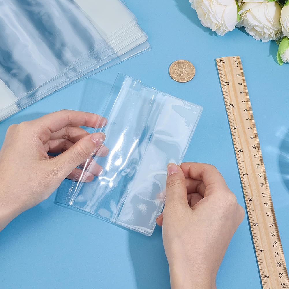 15Pcs Clear Passport Cover Protector Case Waterproof PVC Plastic Transparent Passport Holder ID Credit Card Travel Document Organizer for Travel Globetrotters 5.12 x 3.66 inch