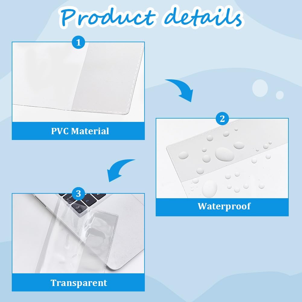 15Pcs Clear Passport Cover Protector Case Waterproof PVC Plastic Transparent Passport Holder ID Credit Card Travel Document Organizer for Travel Globetrotters 5.12 x 3.66 inch
