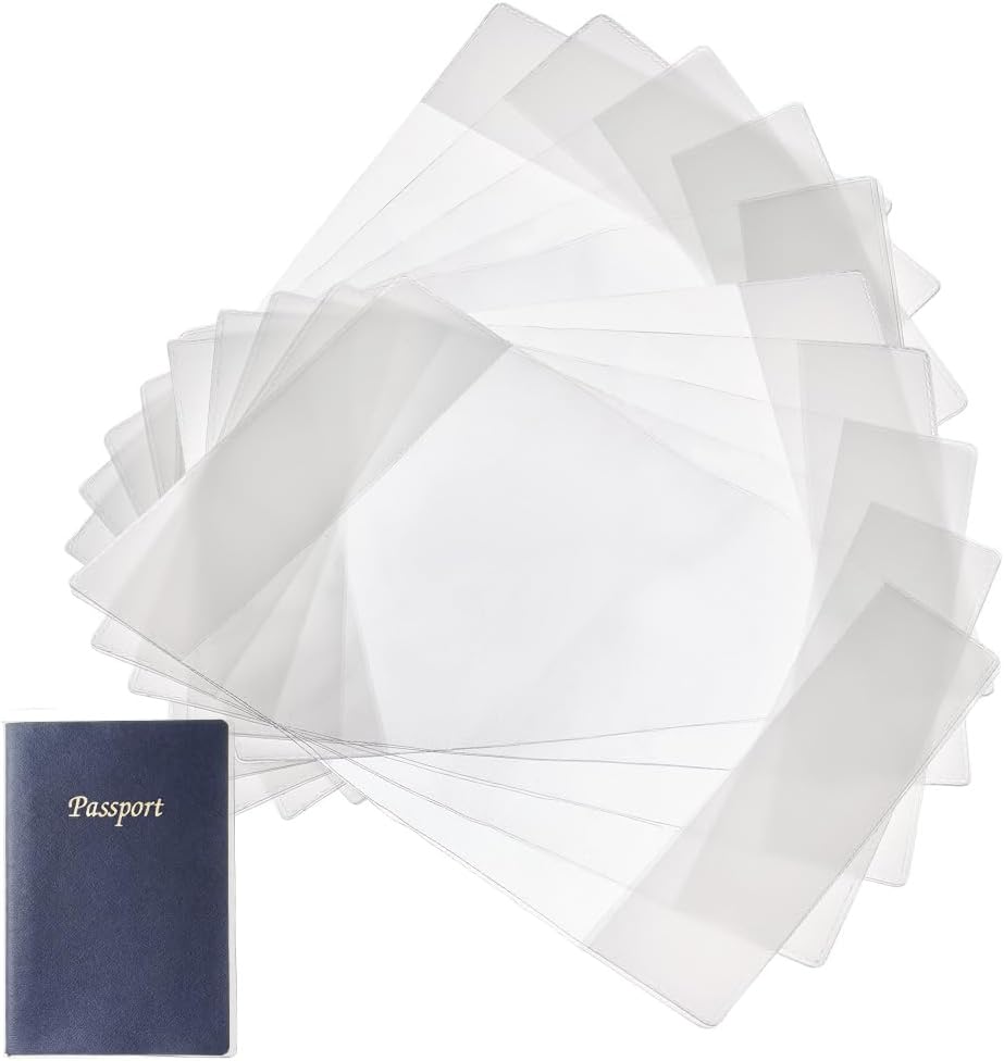 15Pcs Clear Passport Cover Protector Case Waterproof PVC Plastic Transparent Passport Holder ID Credit Card Travel Document Organizer for Travel Globetrotters 5.12 x 3.66 inch