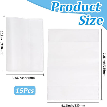 15Pcs Clear Passport Cover Protector Case Waterproof PVC Plastic Transparent Passport Holder ID Credit Card Travel Document Organizer for Travel Globetrotters 5.12 x 3.66 inch