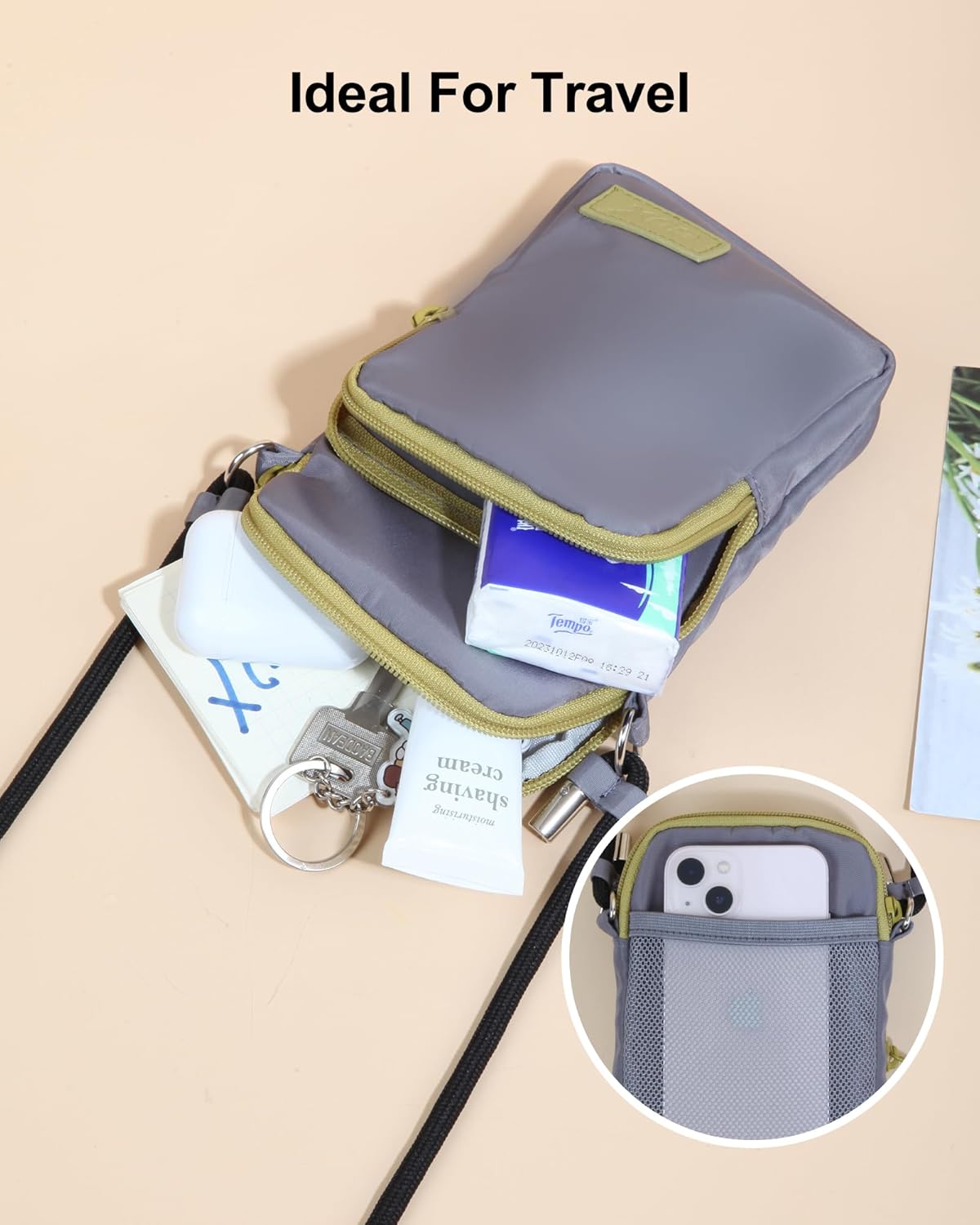 Crossbody Bag for Women Small Size Cell Phone Wallet Purse for Travelling， Travel Purse Shoulder Bag