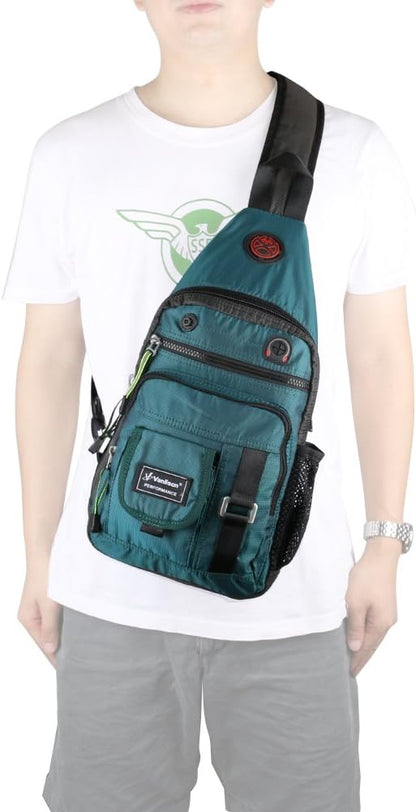 Crossbody Sling Bag Backpack for Men & Women Large Fits 13" Laptop Tablets Black