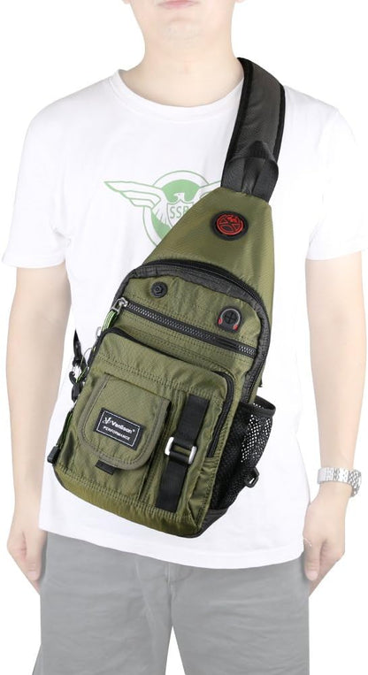 Crossbody Sling Bag Backpack for Men & Women Large Fits 13" Laptop Tablets Black