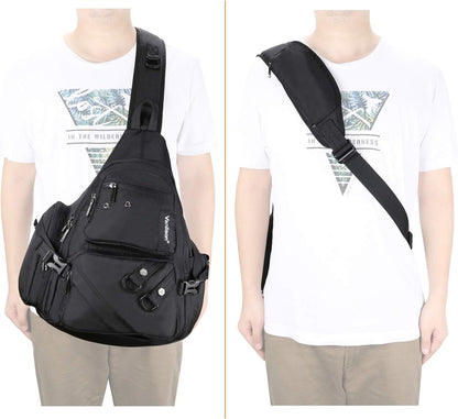 Crossbody Sling Bag Backpack for Men & Women Large Fits 13" Laptop Tablets Black