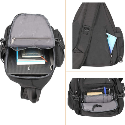 Crossbody Sling Bag Backpack for Men & Women Large Fits 13" Laptop Tablets Black