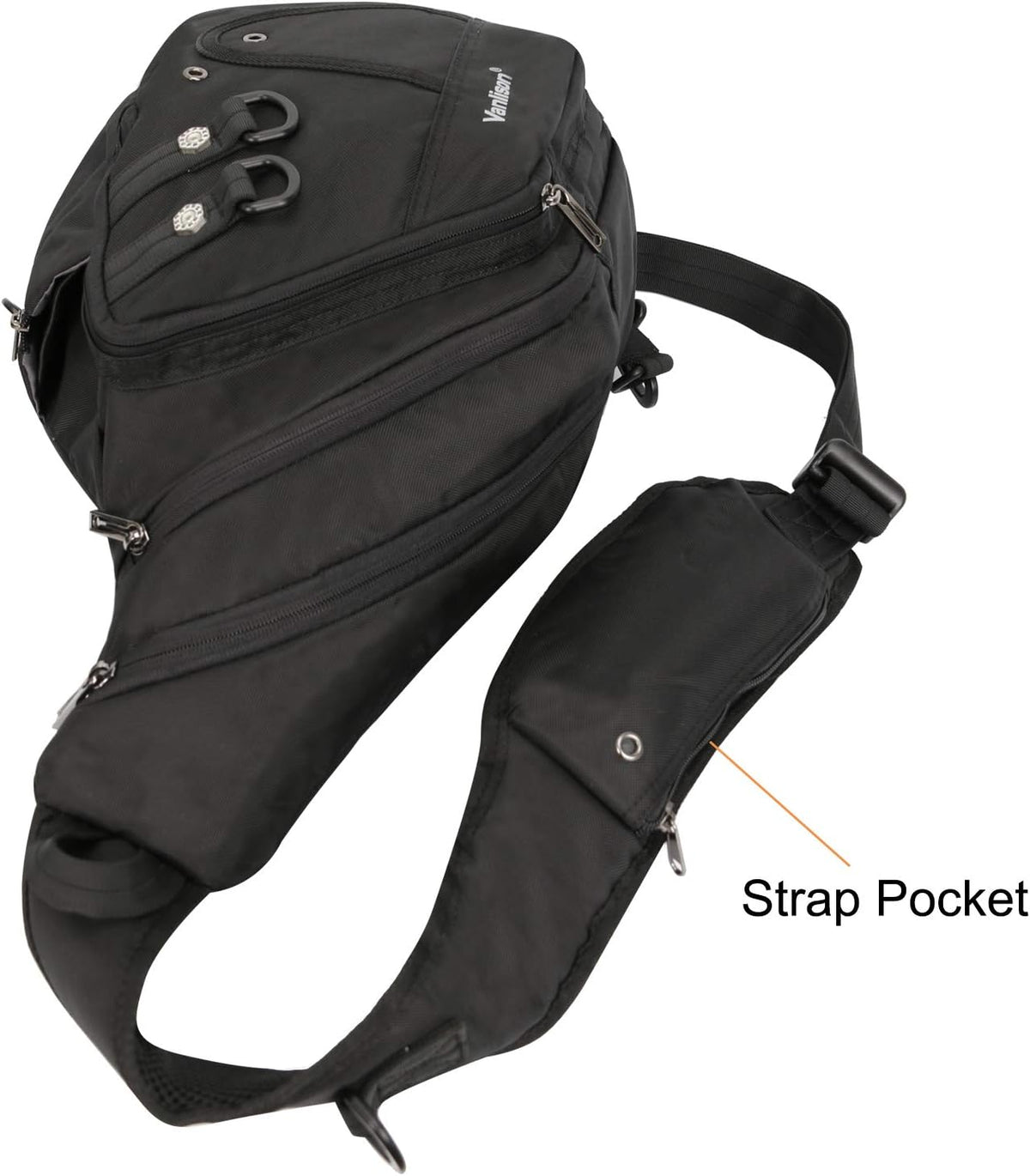 Crossbody Sling Bag Backpack for Men & Women Large Fits 13" Laptop Tablets Black