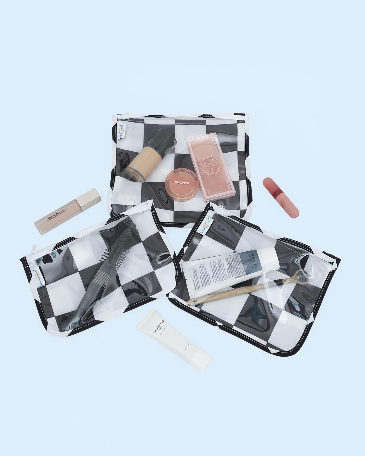 Waterproof Wet Dry Bags 2 Pack with 3pcs Clear Travel Bags for Beach, Baby Cloth Diapers, Swimsuit, Pump Parts, Pool, Gym, Toiletries,Makeup Cosmetics