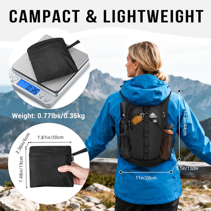 16L Ultra-Lightweight Foldable Waterproof Hiking Backpack For Women Men Small Backpack For Hiking Commuting Travel, Black