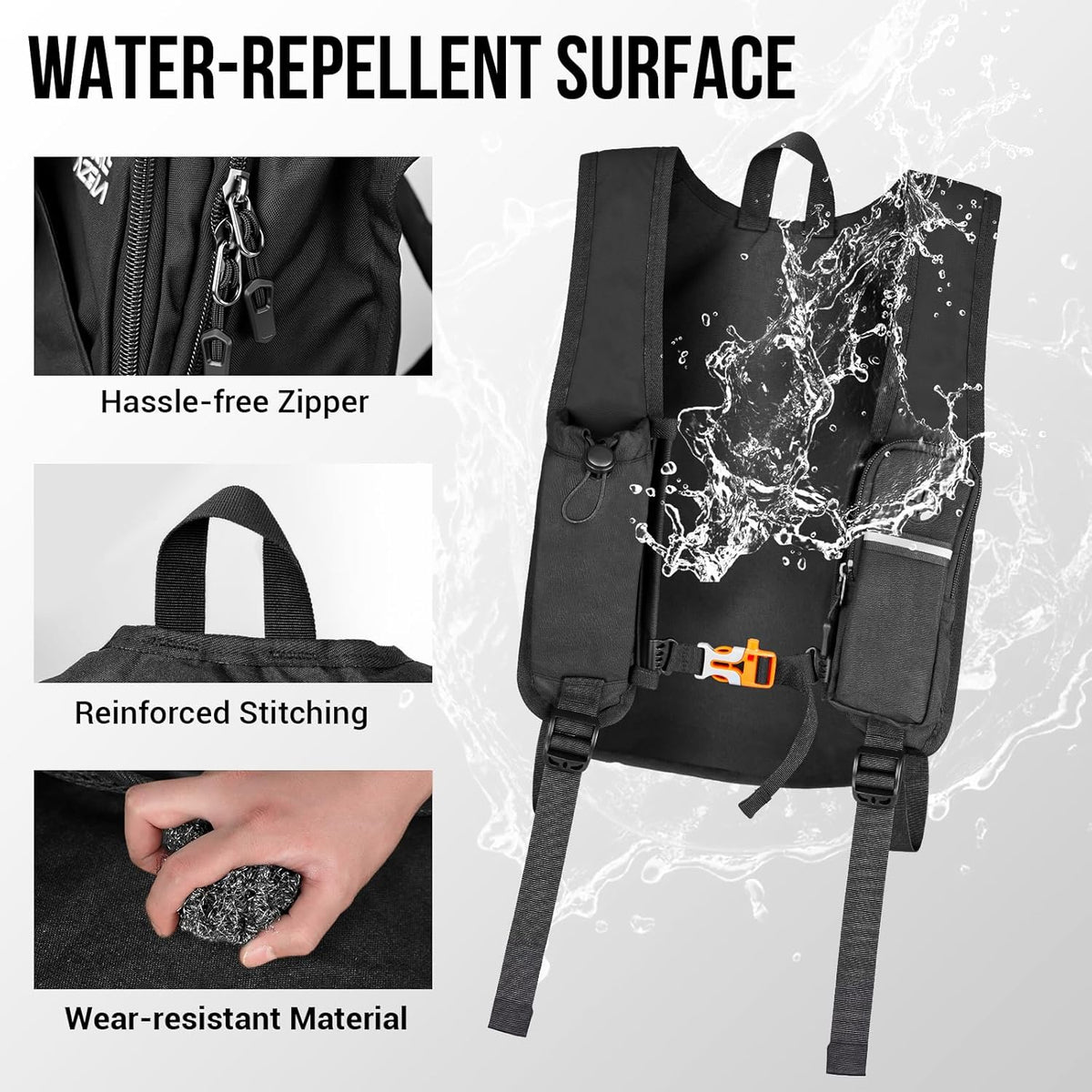 16L Ultra-Lightweight Foldable Waterproof Hiking Backpack For Women Men Small Backpack For Hiking Commuting Travel, Black