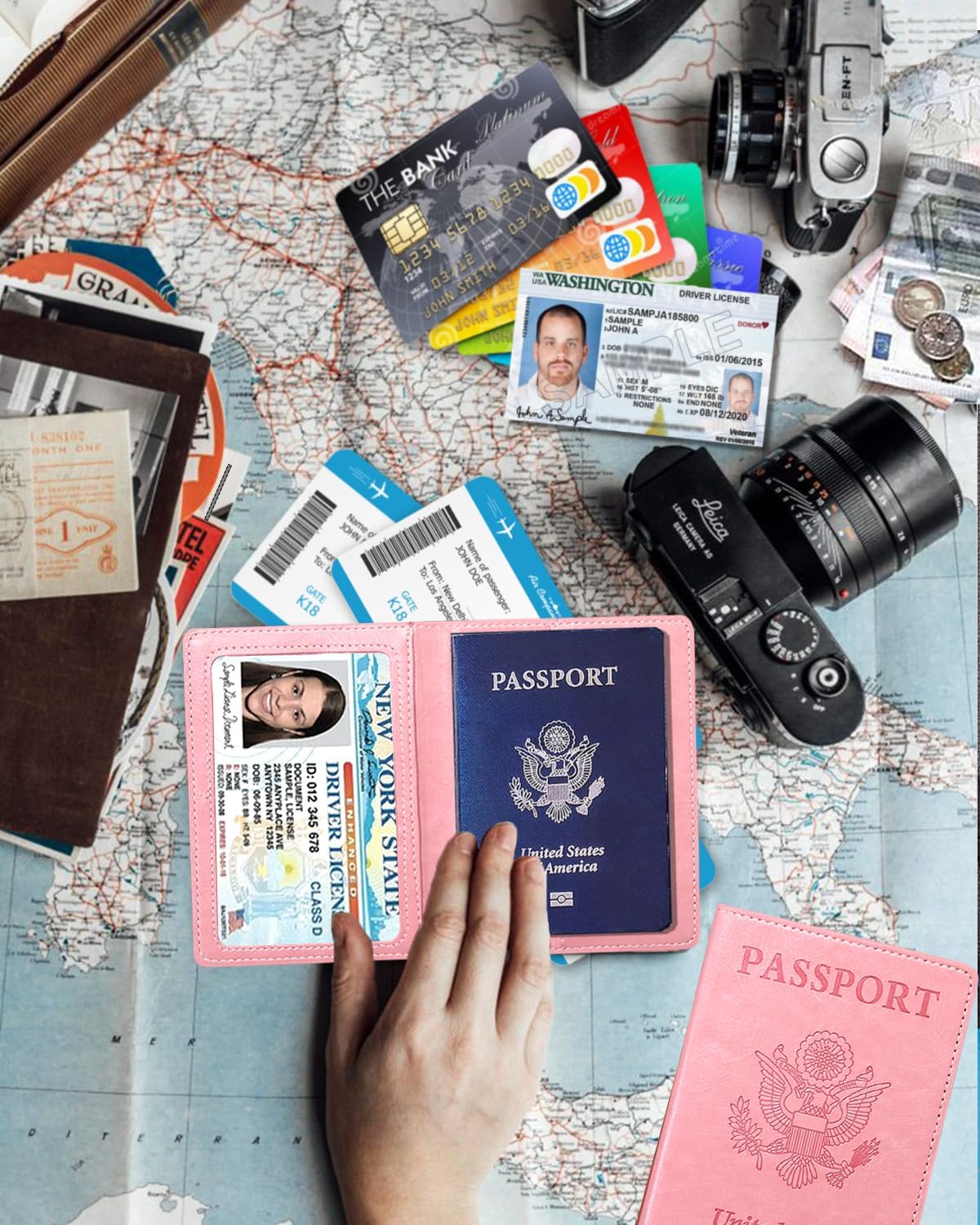 Passport Holder for Travel Men, RFID Blocking Passport Covers Case | Passport Wallet Card Slot, International Travel Must Haves Travel Accessories for Women, Cruise Ship Essentials Gifts, Blue