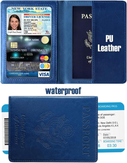 Passport Holder for Travel Men, RFID Blocking Passport Covers Case | Passport Wallet Card Slot, International Travel Must Haves Travel Accessories for Women, Cruise Ship Essentials Gifts, Blue