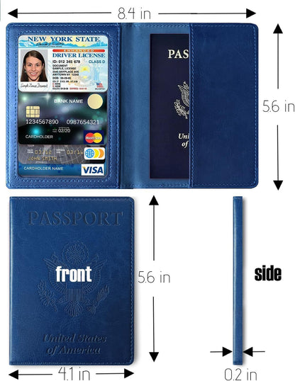 Passport Holder for Travel Men, RFID Blocking Passport Covers Case | Passport Wallet Card Slot, International Travel Must Haves Travel Accessories for Women, Cruise Ship Essentials Gifts, Blue