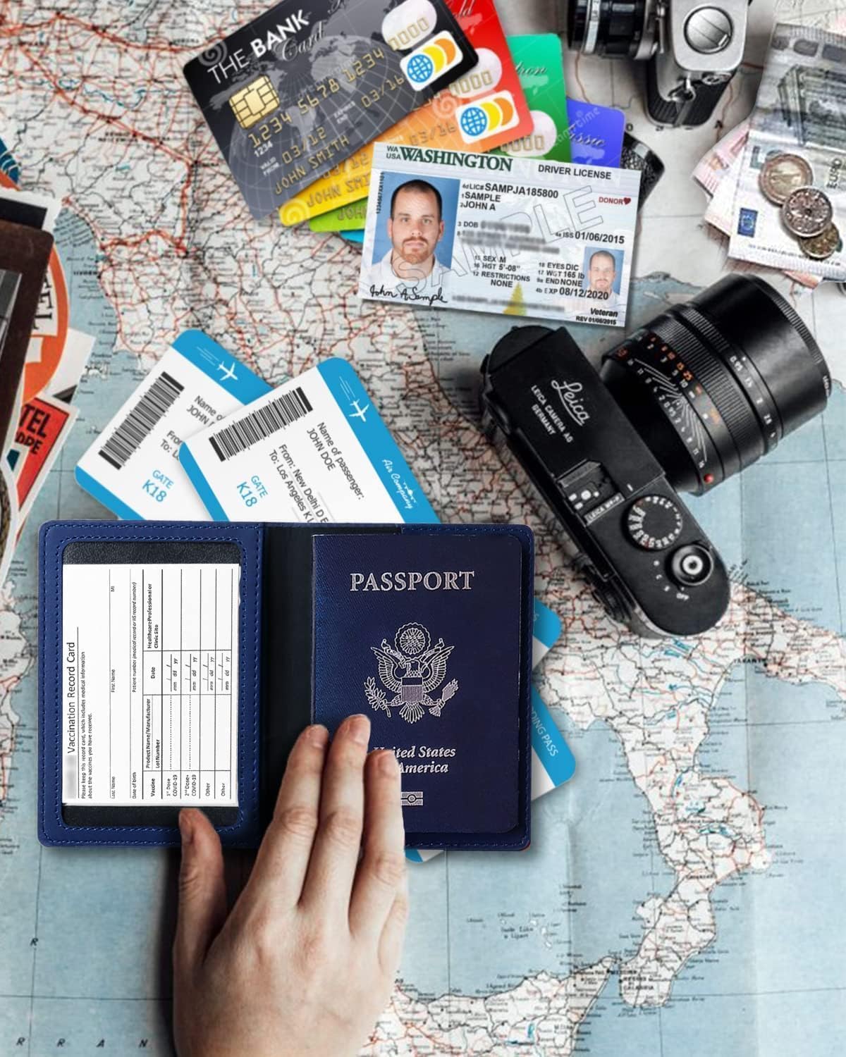 Passport Holder for Travel Men, RFID Blocking Passport Covers Case | Passport Wallet Card Slot, International Travel Must Haves Travel Accessories for Women, Cruise Ship Essentials Gifts, Blue
