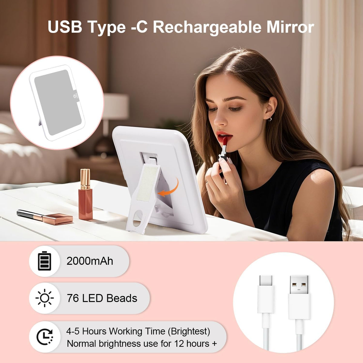 Makeup Case with LED Light Mirror,12 Inch Professional Portable Travel Cosmetic Organizer Bag with Adjustable Dividers, USB Charging, Large Capacity, Ideal for Travel, Gift for Women Girls