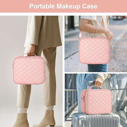 Makeup Case with LED Light Mirror,12 Inch Professional Portable Travel Cosmetic Organizer Bag with Adjustable Dividers, USB Charging, Large Capacity, Ideal for Travel, Gift for Women Girls