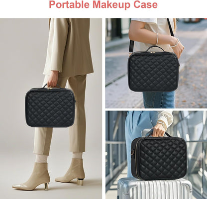 Makeup Case with LED Light Mirror,12 Inch Professional Portable Travel Cosmetic Organizer Bag with Adjustable Dividers, USB Charging, Large Capacity, Ideal for Travel, Gift for Women Girls