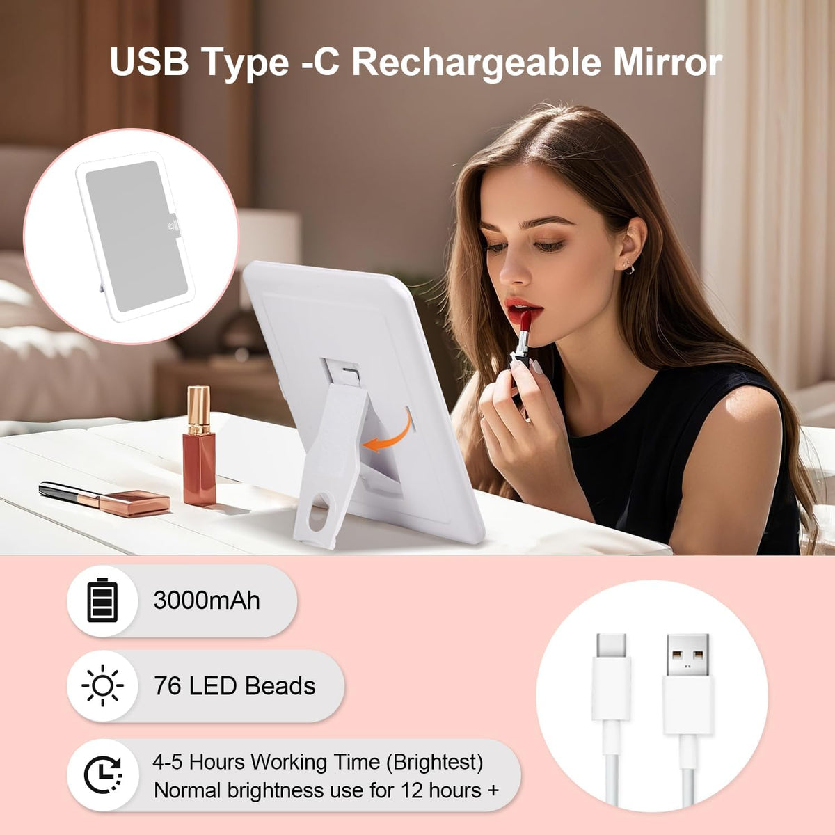 Makeup Case with LED Light Mirror,12 Inch Professional Portable Travel Cosmetic Organizer Bag with Adjustable Dividers, USB Charging, Large Capacity, Ideal for Travel, Gift for Women Girls