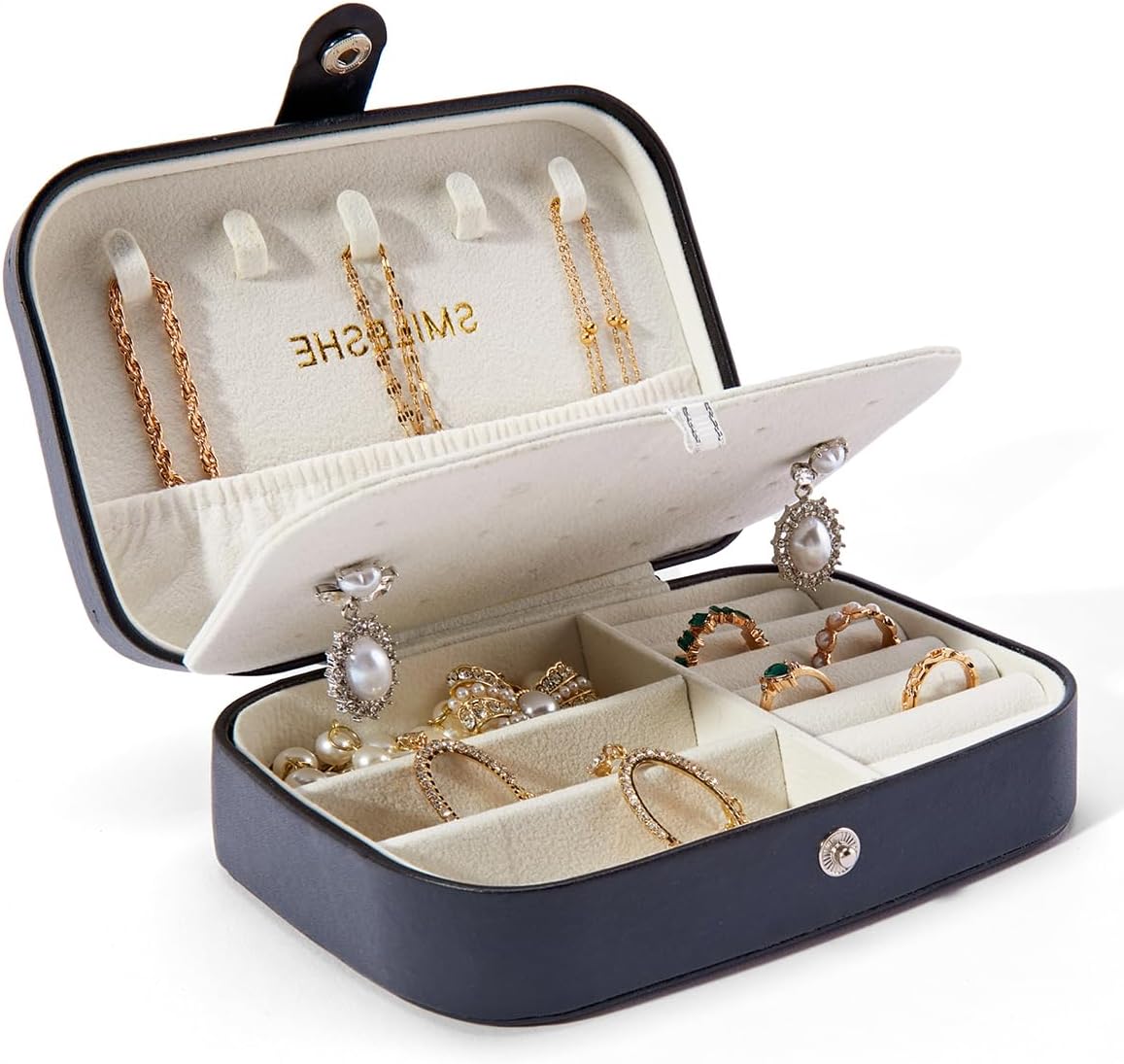 Travel Velvet Jewelry Box with Mirror, Mini Gifts Case for Women Girls, Small Portable Organizer Boxes for Rings Earrings Necklaces Bracelets