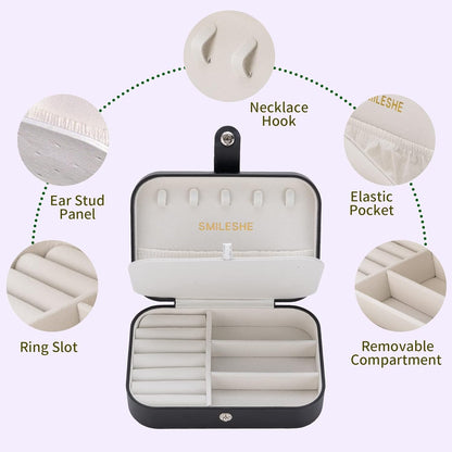 Travel Velvet Jewelry Box with Mirror, Mini Gifts Case for Women Girls, Small Portable Organizer Boxes for Rings Earrings Necklaces Bracelets