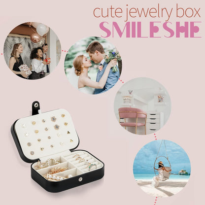 Travel Velvet Jewelry Box with Mirror, Mini Gifts Case for Women Girls, Small Portable Organizer Boxes for Rings Earrings Necklaces Bracelets