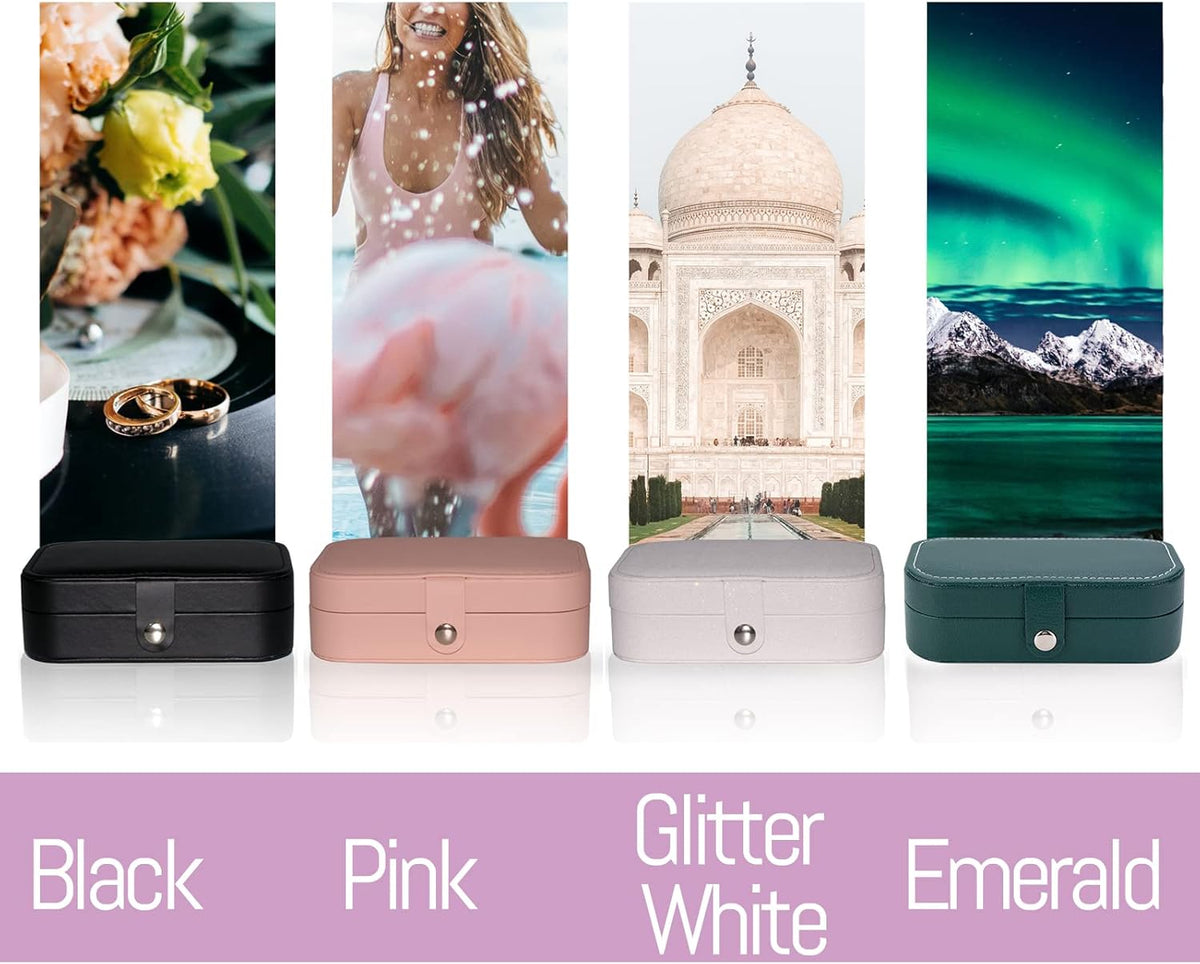 Travel Velvet Jewelry Box with Mirror, Mini Gifts Case for Women Girls, Small Portable Organizer Boxes for Rings Earrings Necklaces Bracelets