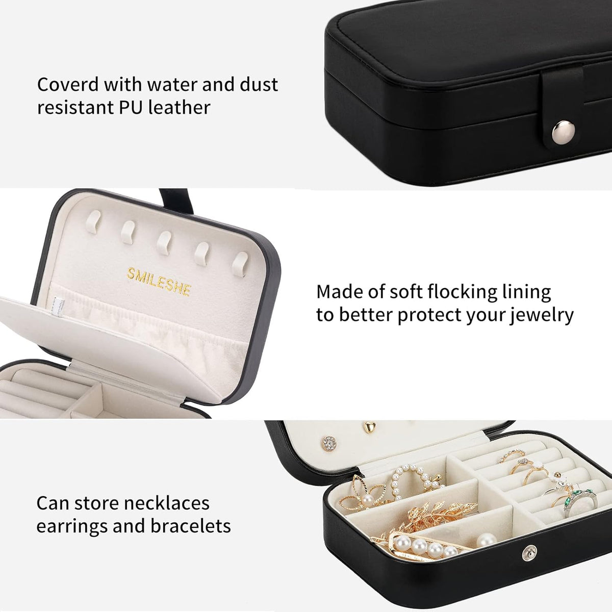 Travel Velvet Jewelry Box with Mirror, Mini Gifts Case for Women Girls, Small Portable Organizer Boxes for Rings Earrings Necklaces Bracelets