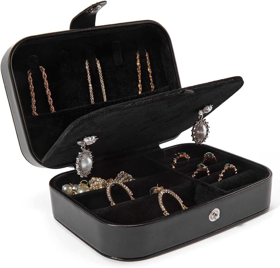 Travel Velvet Jewelry Box with Mirror, Mini Gifts Case for Women Girls, Small Portable Organizer Boxes for Rings Earrings Necklaces Bracelets