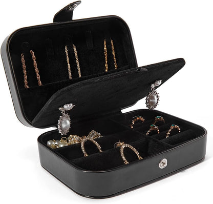 Travel Velvet Jewelry Box with Mirror, Mini Gifts Case for Women Girls, Small Portable Organizer Boxes for Rings Earrings Necklaces Bracelets