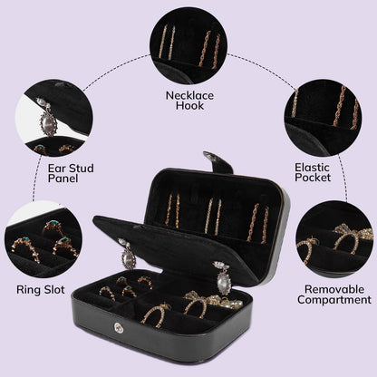 Travel Velvet Jewelry Box with Mirror, Mini Gifts Case for Women Girls, Small Portable Organizer Boxes for Rings Earrings Necklaces Bracelets