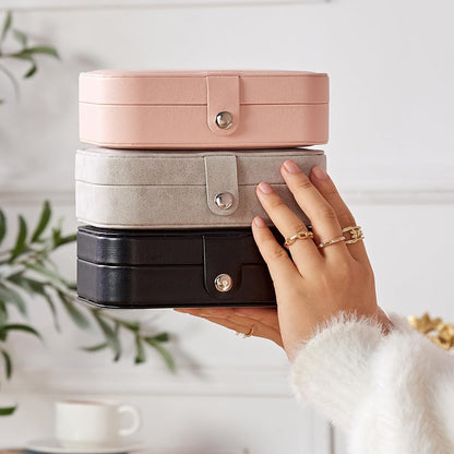 Travel Velvet Jewelry Box with Mirror, Mini Gifts Case for Women Girls, Small Portable Organizer Boxes for Rings Earrings Necklaces Bracelets