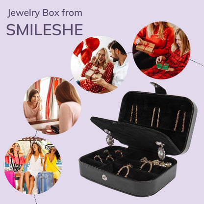 Travel Velvet Jewelry Box with Mirror, Mini Gifts Case for Women Girls, Small Portable Organizer Boxes for Rings Earrings Necklaces Bracelets