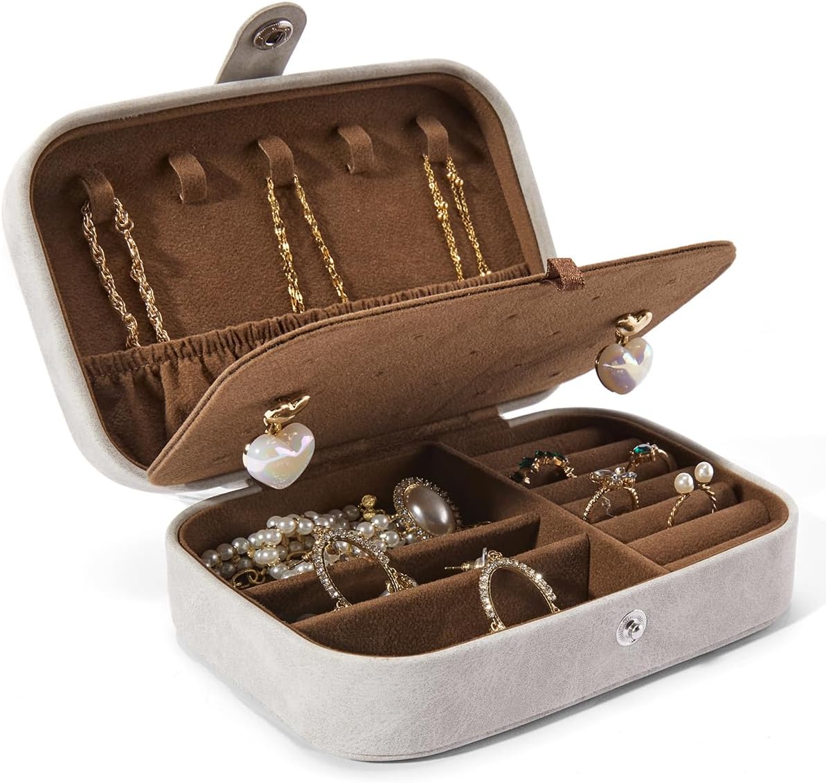Travel Velvet Jewelry Box with Mirror, Mini Gifts Case for Women Girls, Small Portable Organizer Boxes for Rings Earrings Necklaces Bracelets