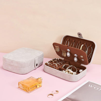 Travel Velvet Jewelry Box with Mirror, Mini Gifts Case for Women Girls, Small Portable Organizer Boxes for Rings Earrings Necklaces Bracelets