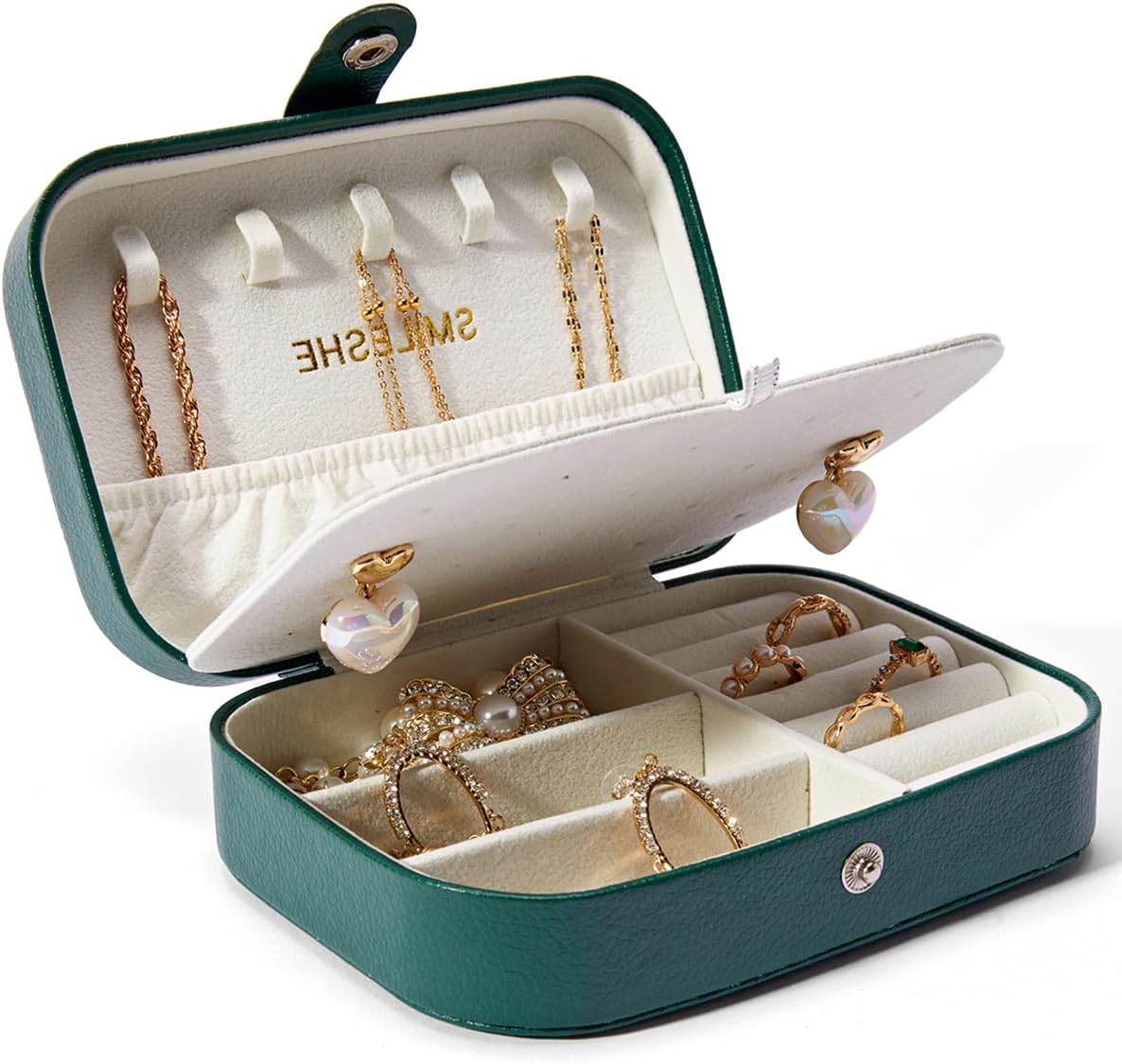 Travel Velvet Jewelry Box with Mirror, Mini Gifts Case for Women Girls, Small Portable Organizer Boxes for Rings Earrings Necklaces Bracelets