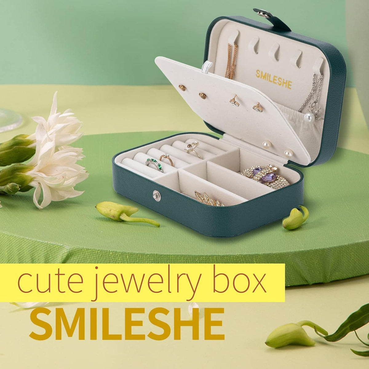 Travel Velvet Jewelry Box with Mirror, Mini Gifts Case for Women Girls, Small Portable Organizer Boxes for Rings Earrings Necklaces Bracelets