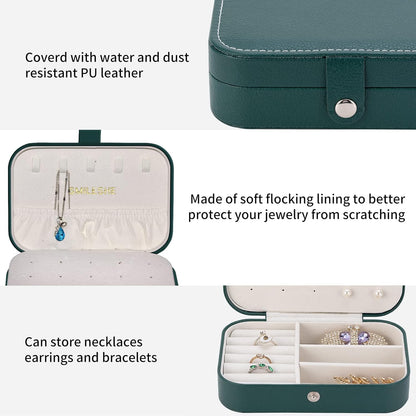 Travel Velvet Jewelry Box with Mirror, Mini Gifts Case for Women Girls, Small Portable Organizer Boxes for Rings Earrings Necklaces Bracelets