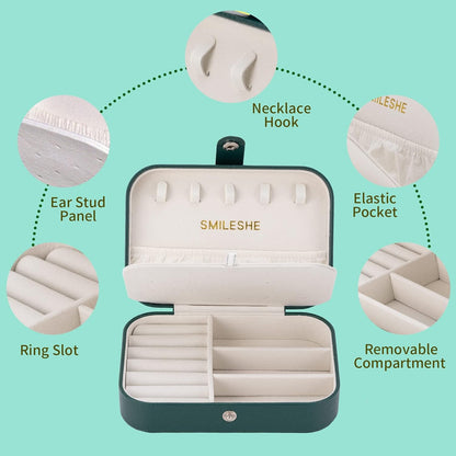Travel Velvet Jewelry Box with Mirror, Mini Gifts Case for Women Girls, Small Portable Organizer Boxes for Rings Earrings Necklaces Bracelets