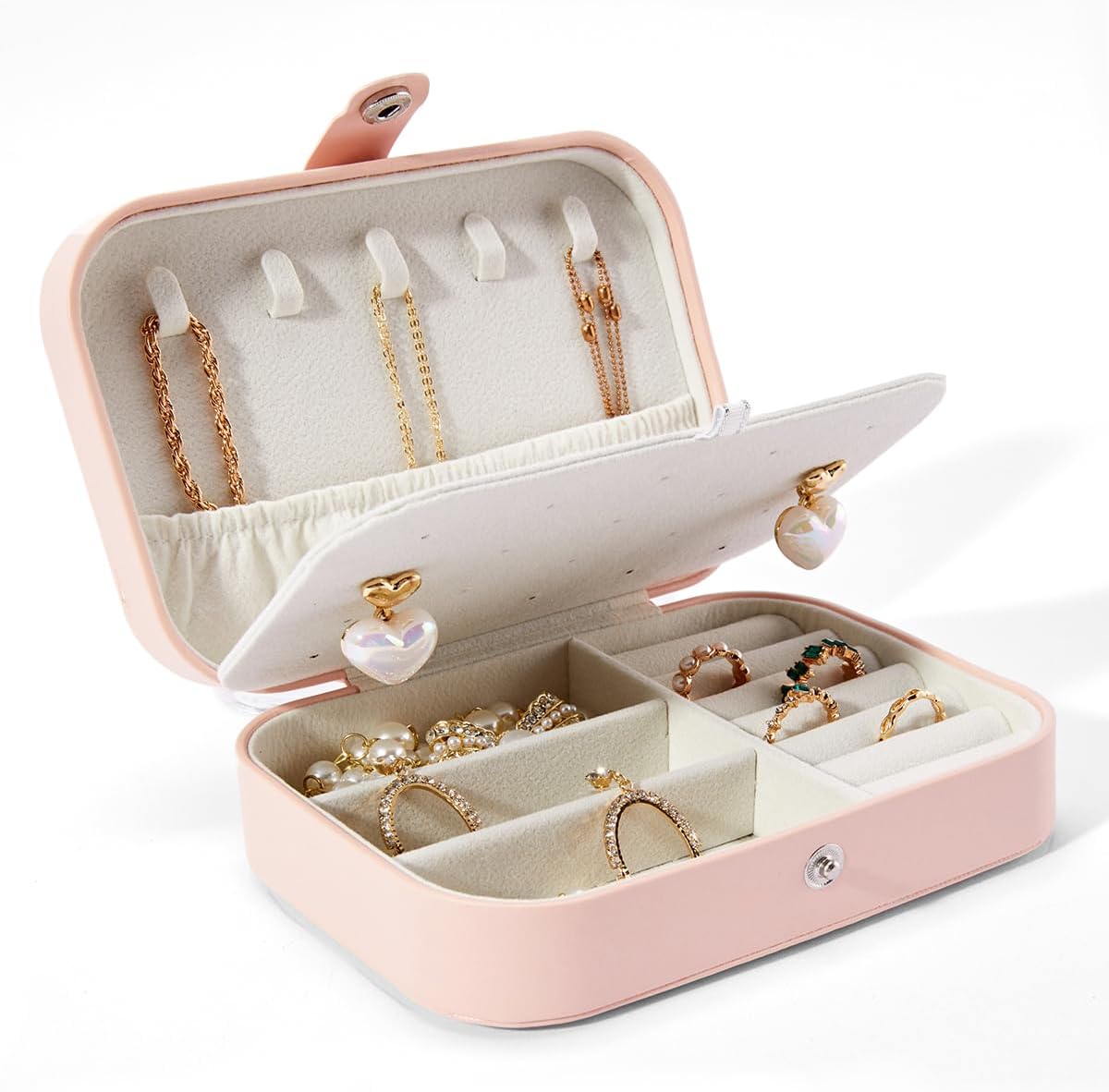 Travel Velvet Jewelry Box with Mirror, Mini Gifts Case for Women Girls, Small Portable Organizer Boxes for Rings Earrings Necklaces Bracelets
