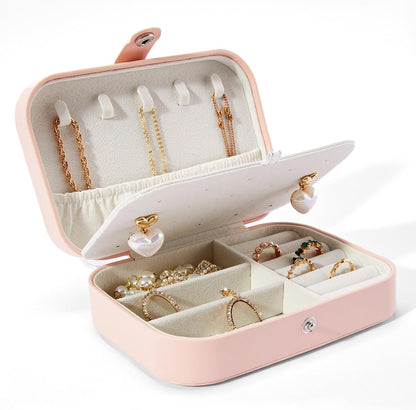 Travel Velvet Jewelry Box with Mirror, Mini Gifts Case for Women Girls, Small Portable Organizer Boxes for Rings Earrings Necklaces Bracelets