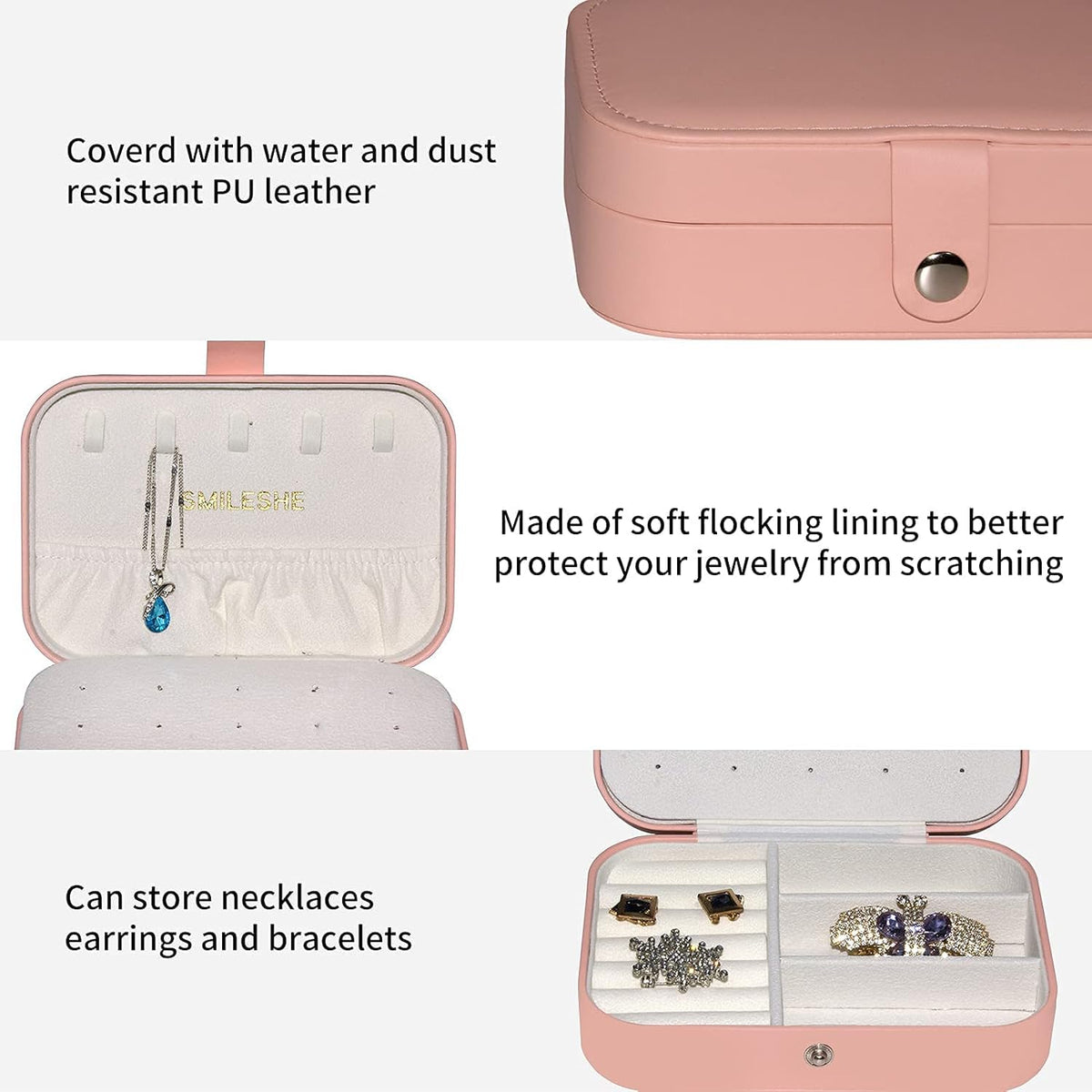 Travel Velvet Jewelry Box with Mirror, Mini Gifts Case for Women Girls, Small Portable Organizer Boxes for Rings Earrings Necklaces Bracelets