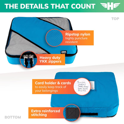 HERO Packing Cubes for Travel (Set of 5) Luggage Organizer with 2 Laundry Bags, Versatile Suitcase Organizer for Men & Women – Travel Accessories for Carry On, Airplane, Road Trip