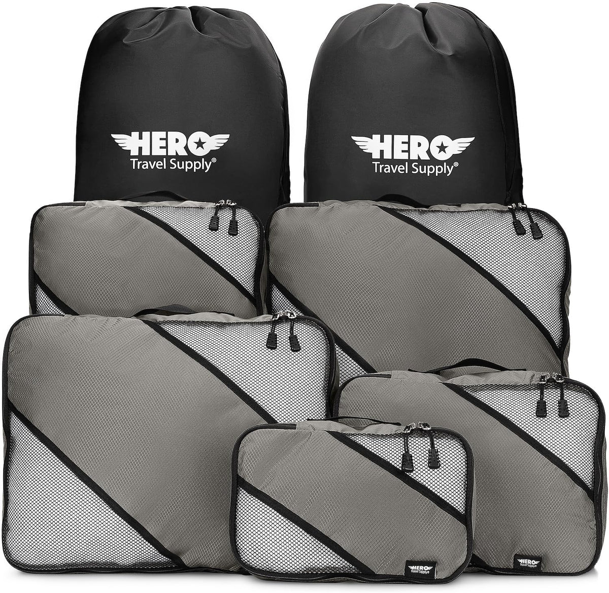 HERO Packing Cubes for Travel (Set of 5) Luggage Organizer with 2 Laundry Bags, Versatile Suitcase Organizer for Men & Women – Travel Accessories for Carry On, Airplane, Road Trip