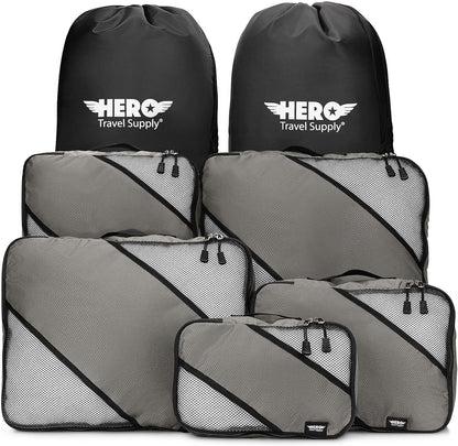 HERO Packing Cubes for Travel (Set of 5) Luggage Organizer with 2 Laundry Bags, Versatile Suitcase Organizer for Men & Women – Travel Accessories for Carry On, Airplane, Road Trip