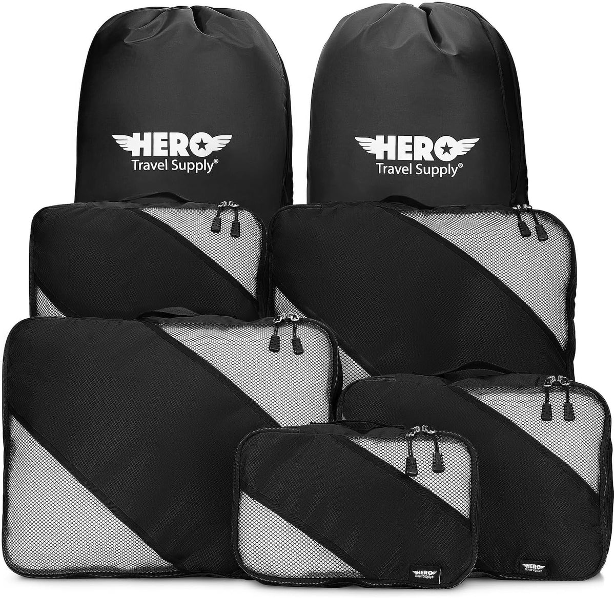 HERO Packing Cubes for Travel (Set of 5) Luggage Organizer with 2 Laundry Bags, Versatile Suitcase Organizer for Men & Women – Travel Accessories for Carry On, Airplane, Road Trip