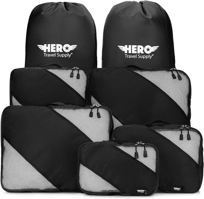 HERO Packing Cubes for Travel (Set of 5) Luggage Organizer with 2 Laundry Bags, Versatile Suitcase Organizer for Men & Women – Travel Accessories for Carry On, Airplane, Road Trip