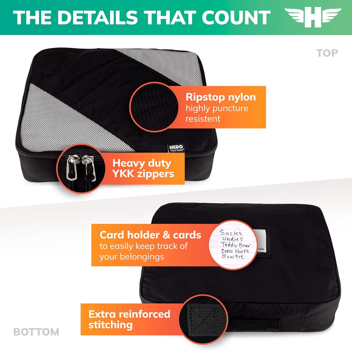 HERO Packing Cubes for Travel (Set of 5) Luggage Organizer with 2 Laundry Bags, Versatile Suitcase Organizer for Men & Women – Travel Accessories for Carry On, Airplane, Road Trip