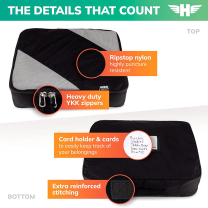 HERO Packing Cubes for Travel (Set of 5) Luggage Organizer with 2 Laundry Bags, Versatile Suitcase Organizer for Men & Women – Travel Accessories for Carry On, Airplane, Road Trip