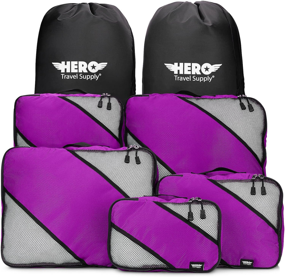 HERO Packing Cubes for Travel (Set of 5) Luggage Organizer with 2 Laundry Bags, Versatile Suitcase Organizer for Men & Women – Travel Accessories for Carry On, Airplane, Road Trip